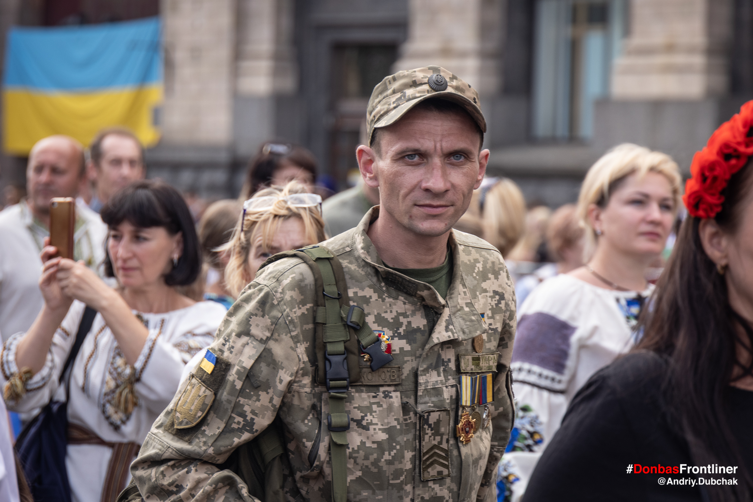 Donbas Frontliner фото - марш ветеранів 2021, доброволець обличчя