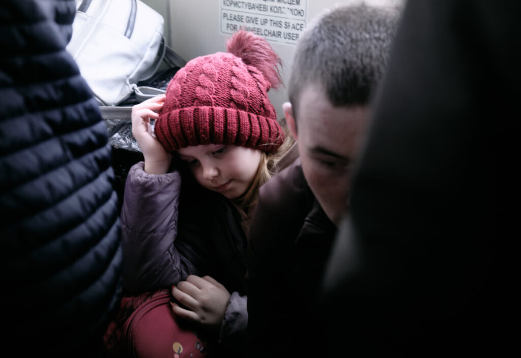 Donbas Frontliner / Aurika stays quiet on the evacuation bus to Pokrovsk and blankly stares at the ground