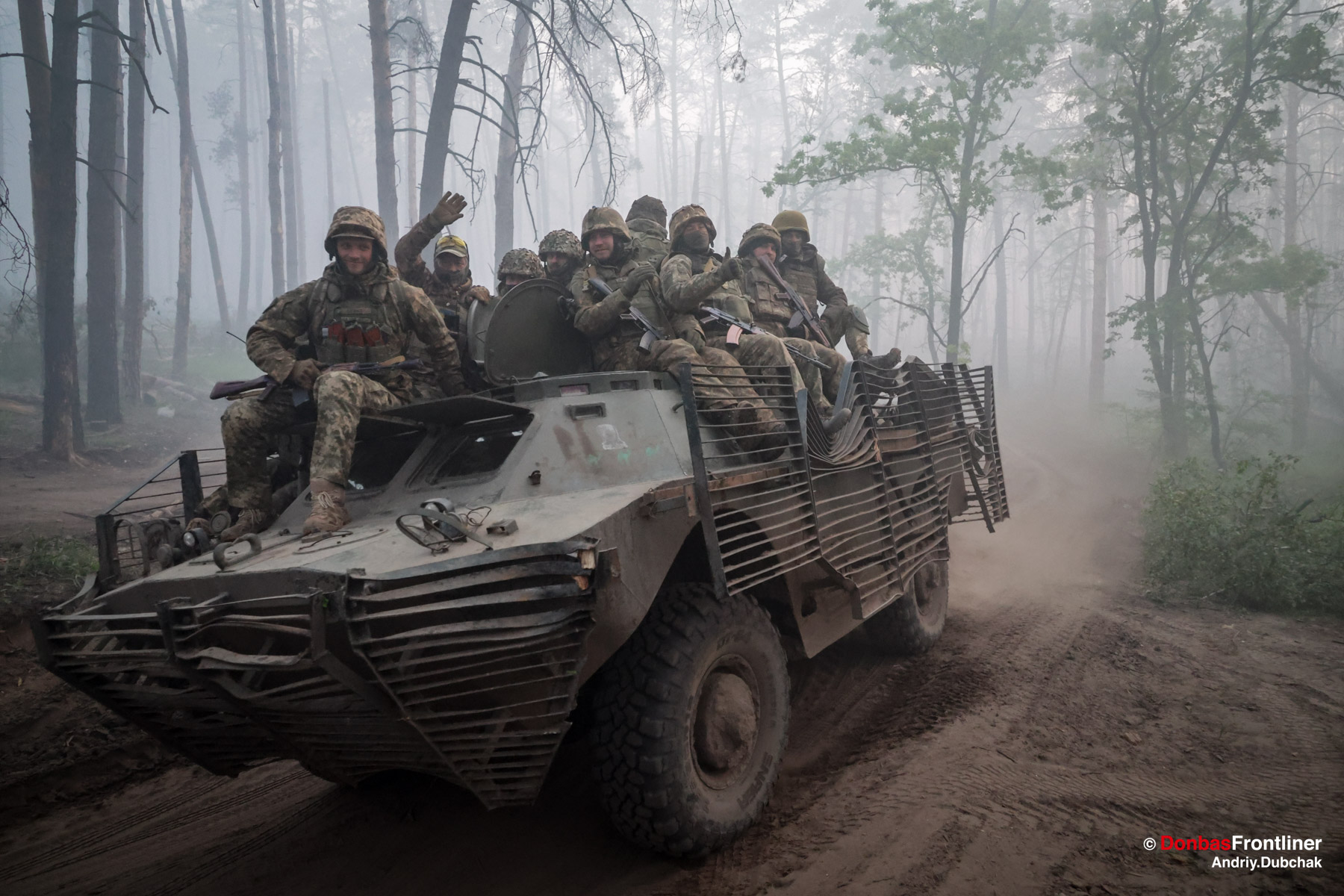 Donbas Frontliner, Kreminna, forest, war in forest, Ukrainian soldiers drive BMP, infantry, russian invasion, Andriy Dubchak