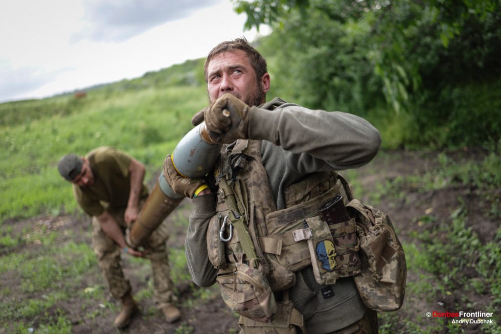 Donbas Frontliner, Ukraine war, artillery grad Partizan, Aidar batalion, soldiers load rocket into handmade MLRS, Andriy Dubchak